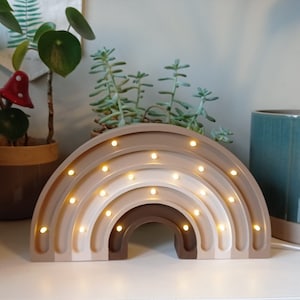 Handmade Wooden Rainbow Night Light – LED Nursery Wall Decor, Kids Room Lamp, Montessori Rainbow Gift