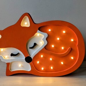 Handmade wooden Fox night light – LED wall lamp
