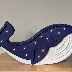 Blaue Wallampe aus Holz, Nachtlicht blaugrün, Kinderlampe Wal, Kinderzimmerdekoration, Geburtstagsgeschenk, Babyzimmer, Nachtlicht Kinder, Ozean, Meer Bild 1