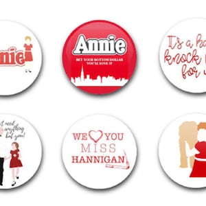 25 mm 1" button-badges x 6 Annie