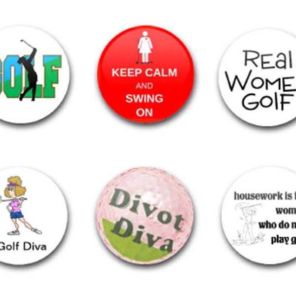 1" 25mm Button Badge X6 Women's Golf