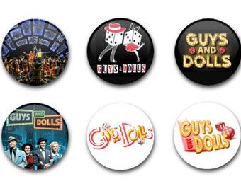 25mm 1"  Button Badges x6 Guys and Dolls