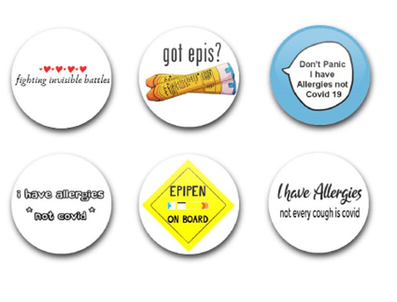 1 25mm Button Badge X6 Allergies