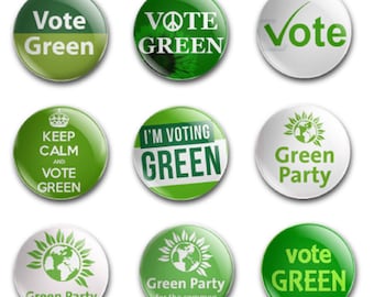 1" 25mm Button Badge X9 The Green Party UK