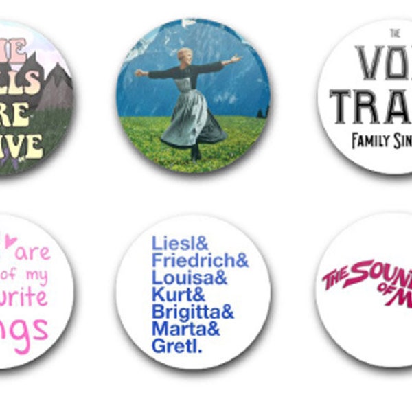 25mm 1"  Button Badges x6 The Sound of Music
