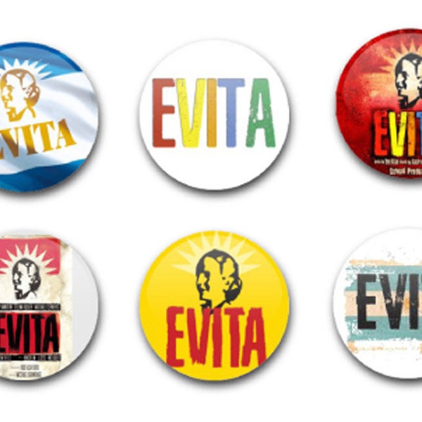 25mm 1"  Button Badges x6 Evita