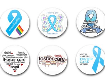 1" 25mm Button Badge X6 Foster Care Awareness