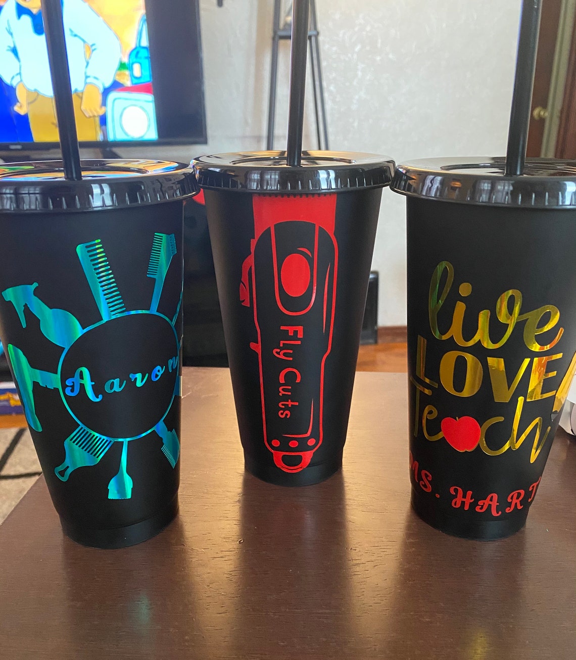 Reusable 22oz Personalized tumbler cup w. Lid and straw. Etsy