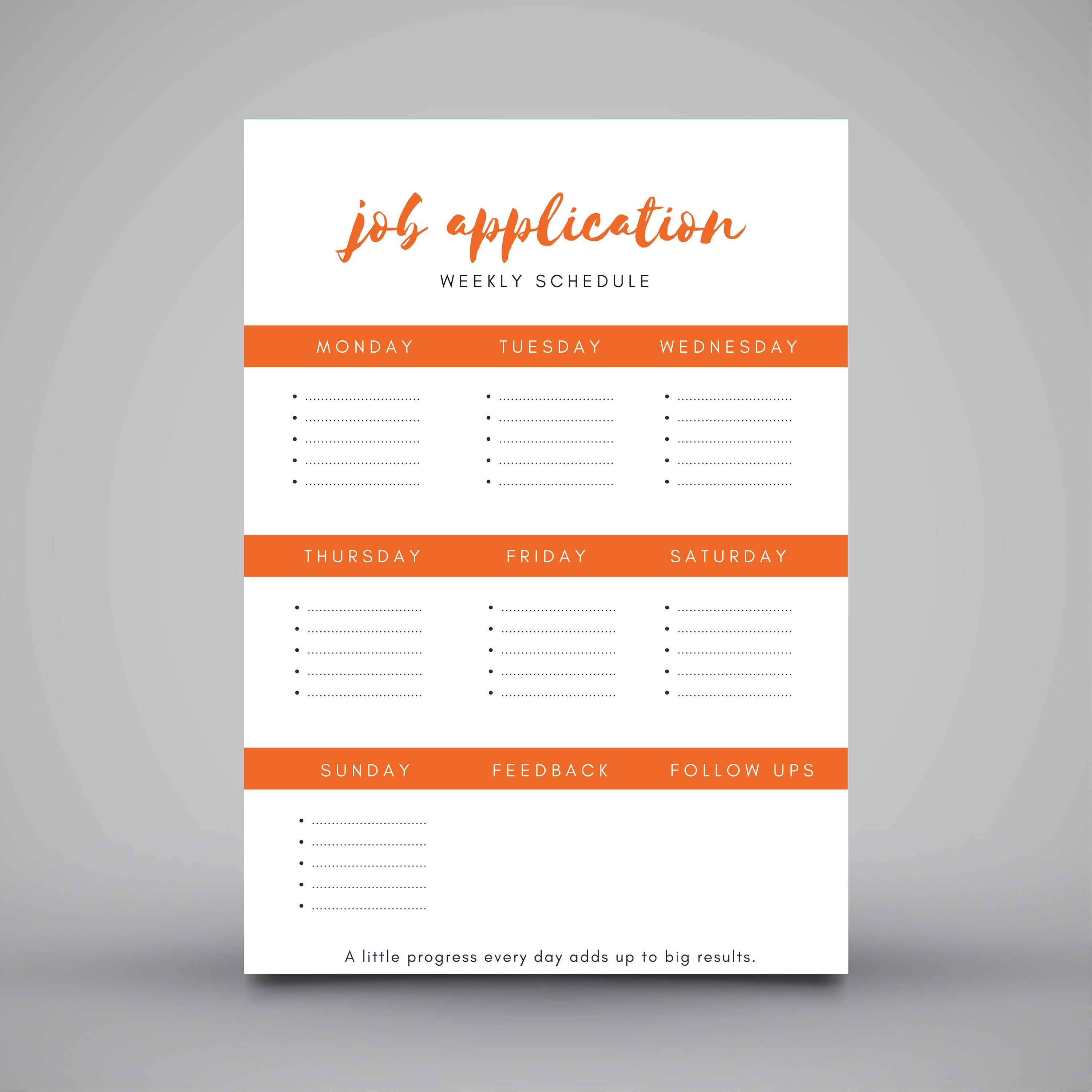 SALE - Job Application Weekly Schedule Planner | Instant Download ...
