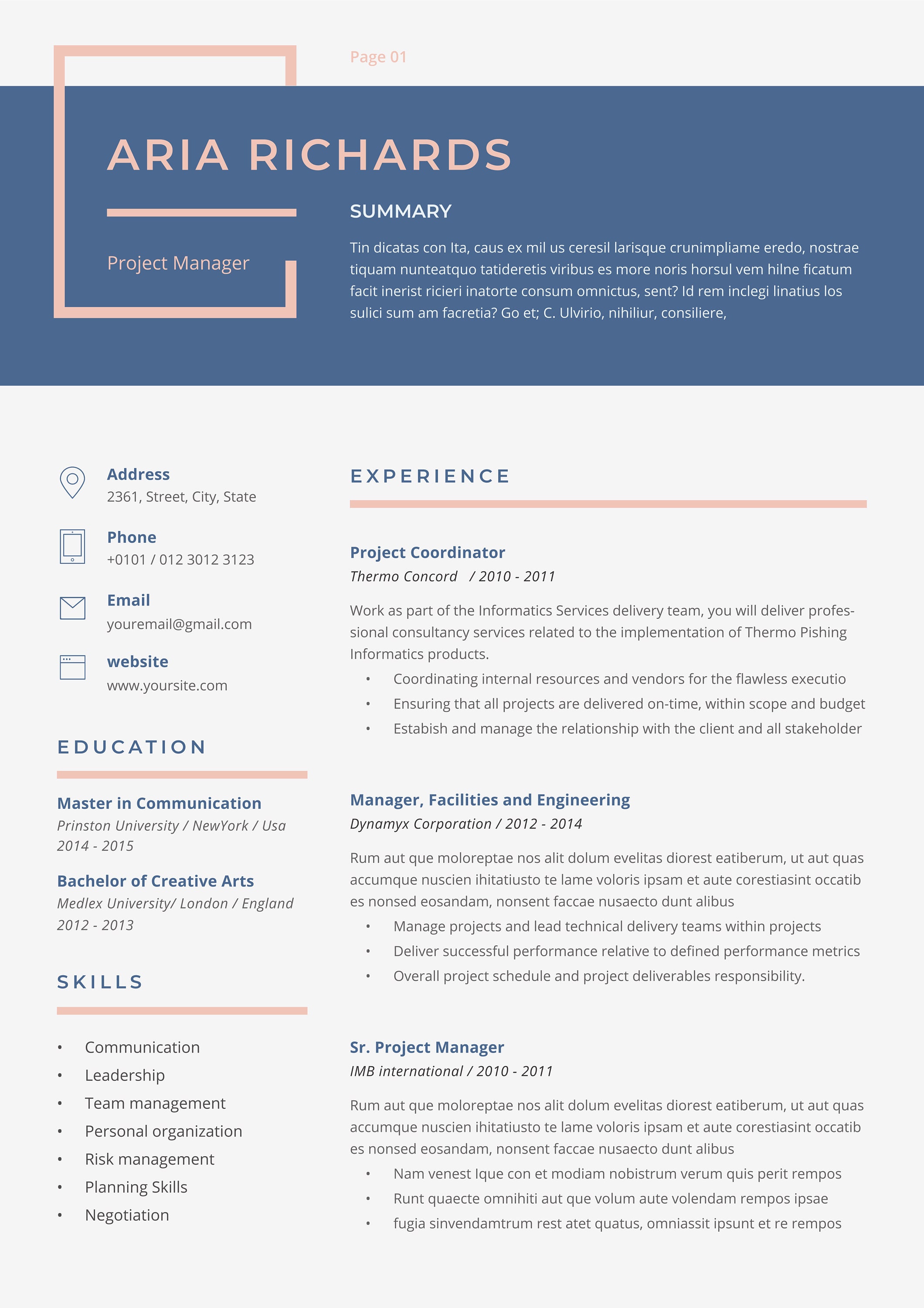 Docx CV Professional Resume Template in Word Instant Download CV