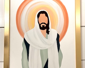 Stampa artistica ad acquerello di Cristo, carta fine art firmata (5x7)