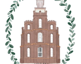 Logan Temple Watercolor Digital Download