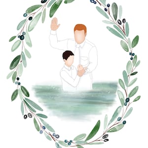 Custom Little Boy Baptism Watercolor