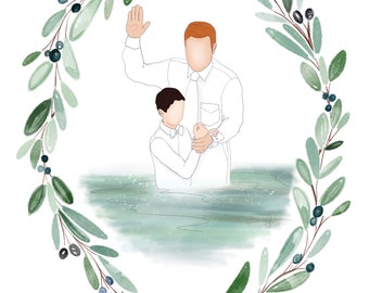 Custom Little Boy Baptism Watercolor