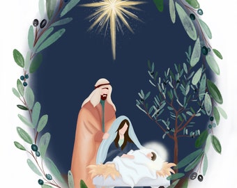 Watercolor Nativity Digital Download