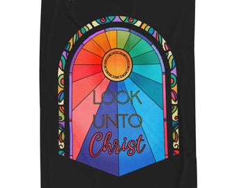 LDS Youth Velveteen Blanket, Look Unto Christ, Religious Throw