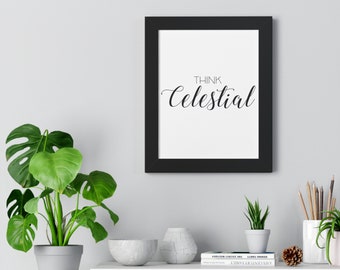 Pense Celestial - pôster vertical emoldurado