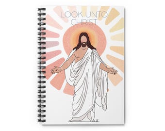 Caderno Espiral Olhe para Cristo - Linha Pautada