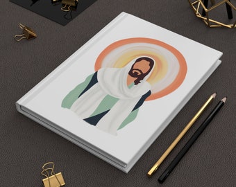 Diário de capa dura fosco com aquarela de Jesus Cristo