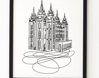 Salt Lake Temple Line Art Digital Download