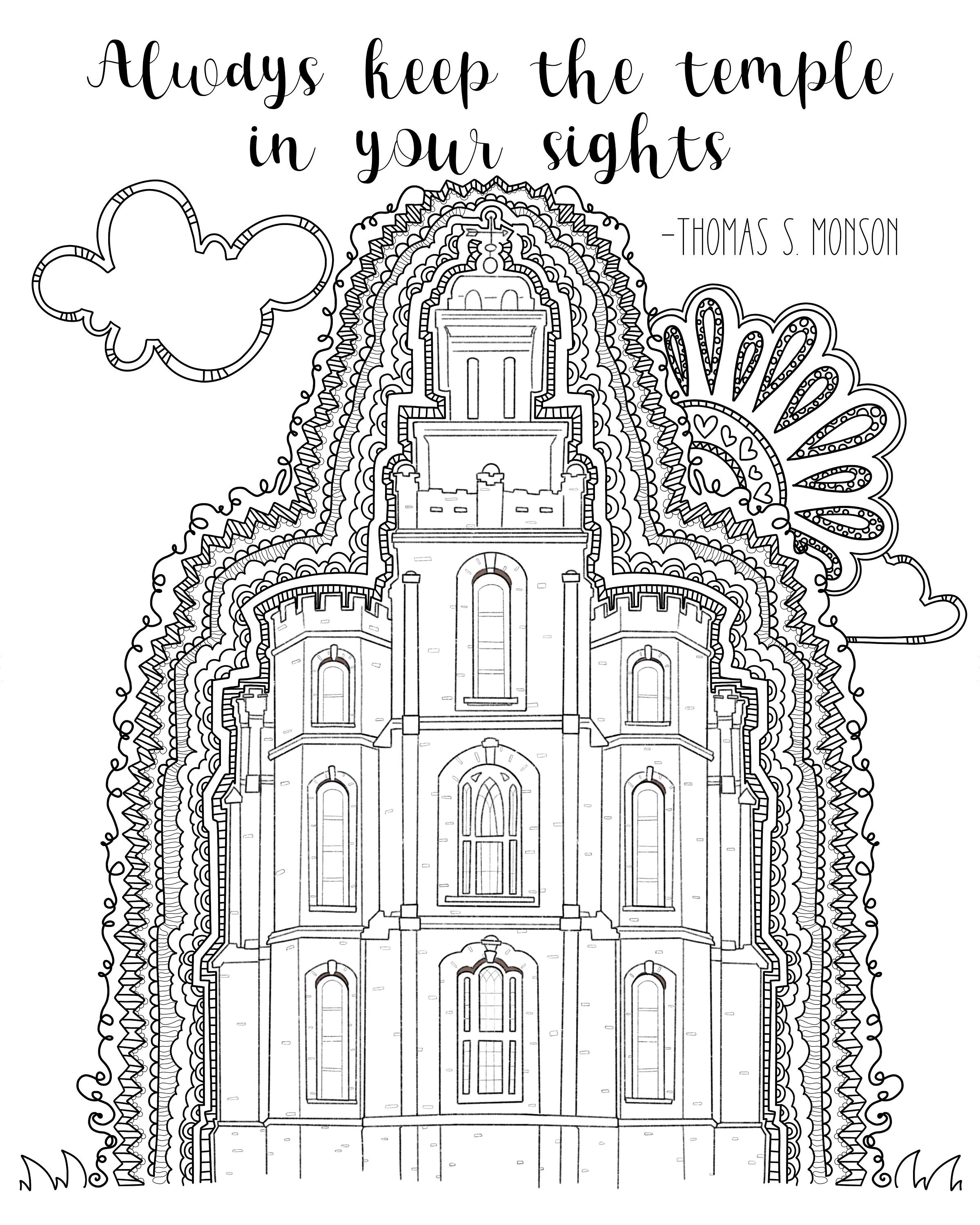 Temple Quote Coloring Page Digital Download - Etsy