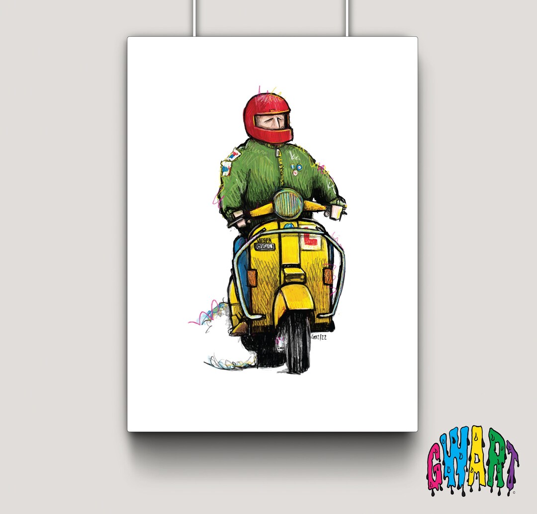 Retro Scooter MOD Wandaufkleber Aus Vinyl – Stylische Grafik Für Wohnung, Büro Oder Kinderzimmer