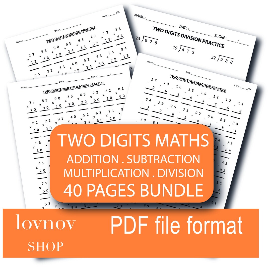 40 Pages of Double Digits Maths Bundle Home Schooling Practice - Etsy