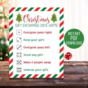 Christmas Gift Exchange Dice Game Holiday Gift Exchange Secret Santa office game Christmas family games Roll a Dice Game Christmas party