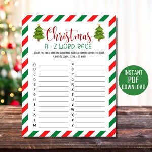 Christmas A-Z Word Race Game, Christmas A to Z Word Game, Christmas Party games, Kids Games,  Christmas family games, Funny Christmas Game
