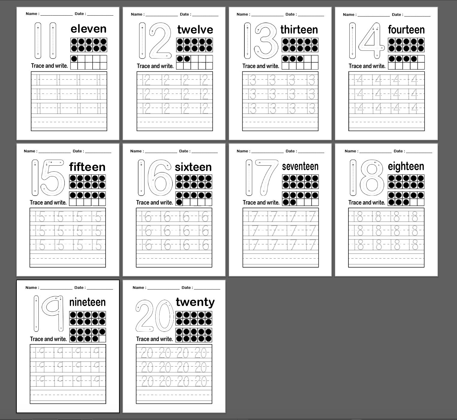 1 - 20 Number Tracing Worksheet for Home Schooling Tracing Numbers Kid ...