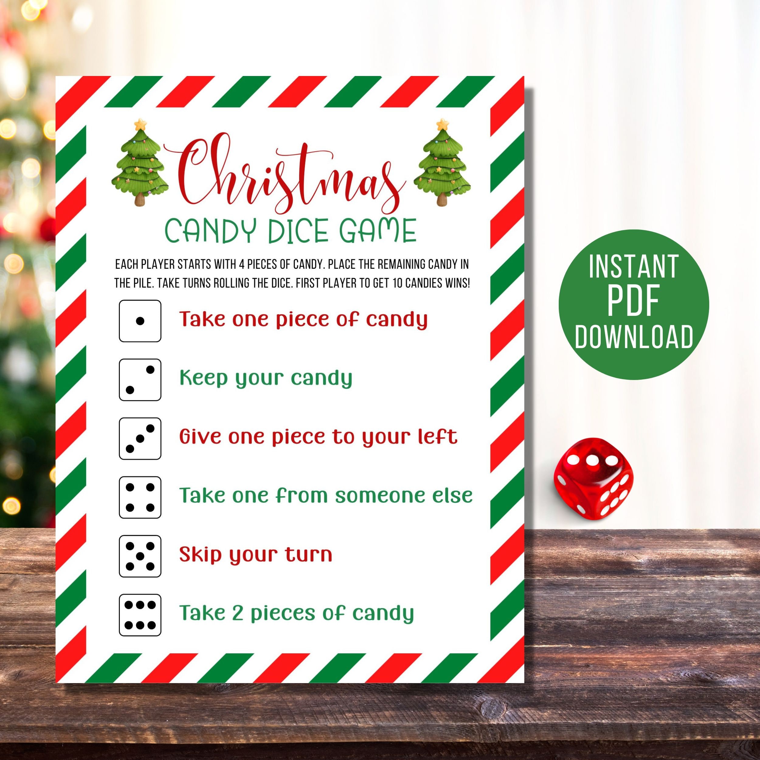 Christmas Candy Dice Game, Christmas Party Games for Kids, Kids Games