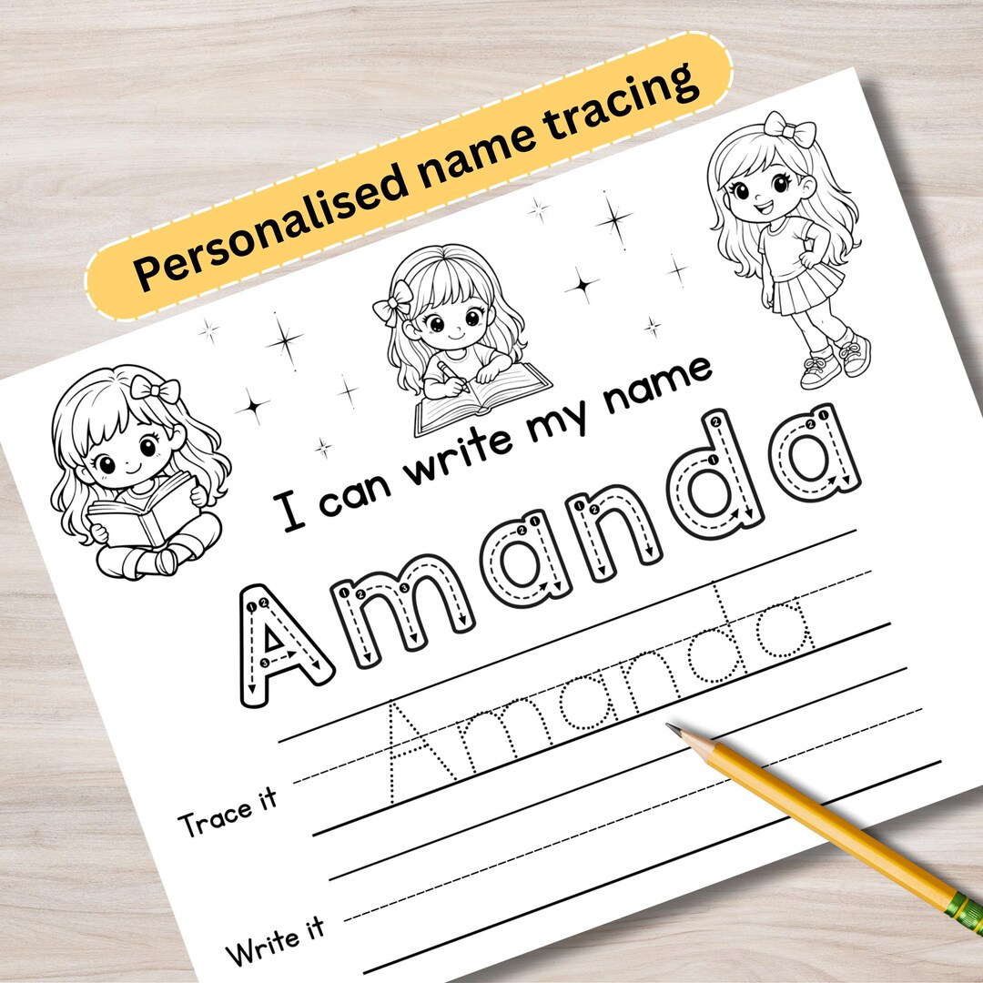 Custom Name Tracing Sheet, Personalized Name Practice Page for Kids ...