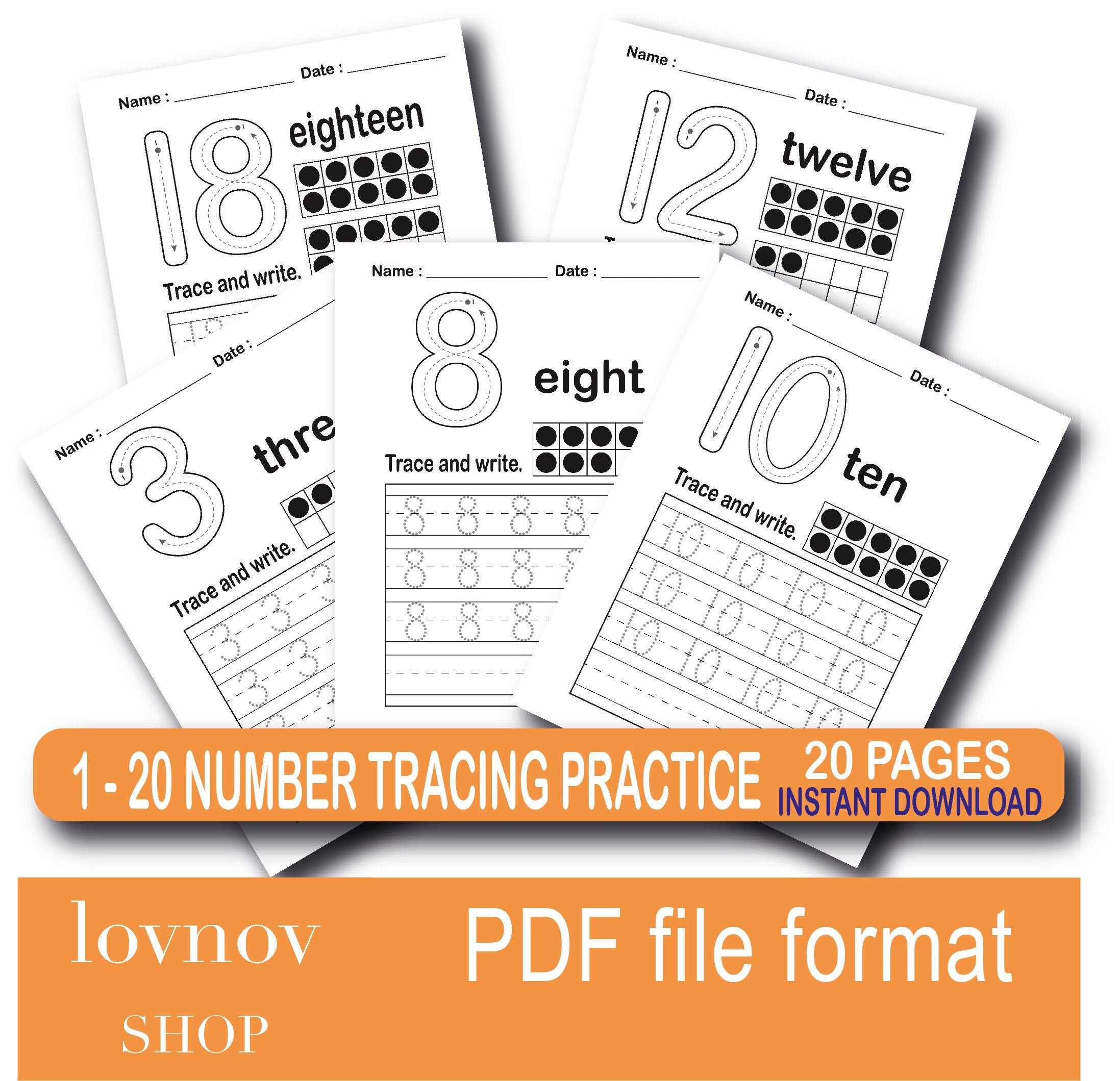1 20 number tracing worksheet for home schooling tracing etsy australia
