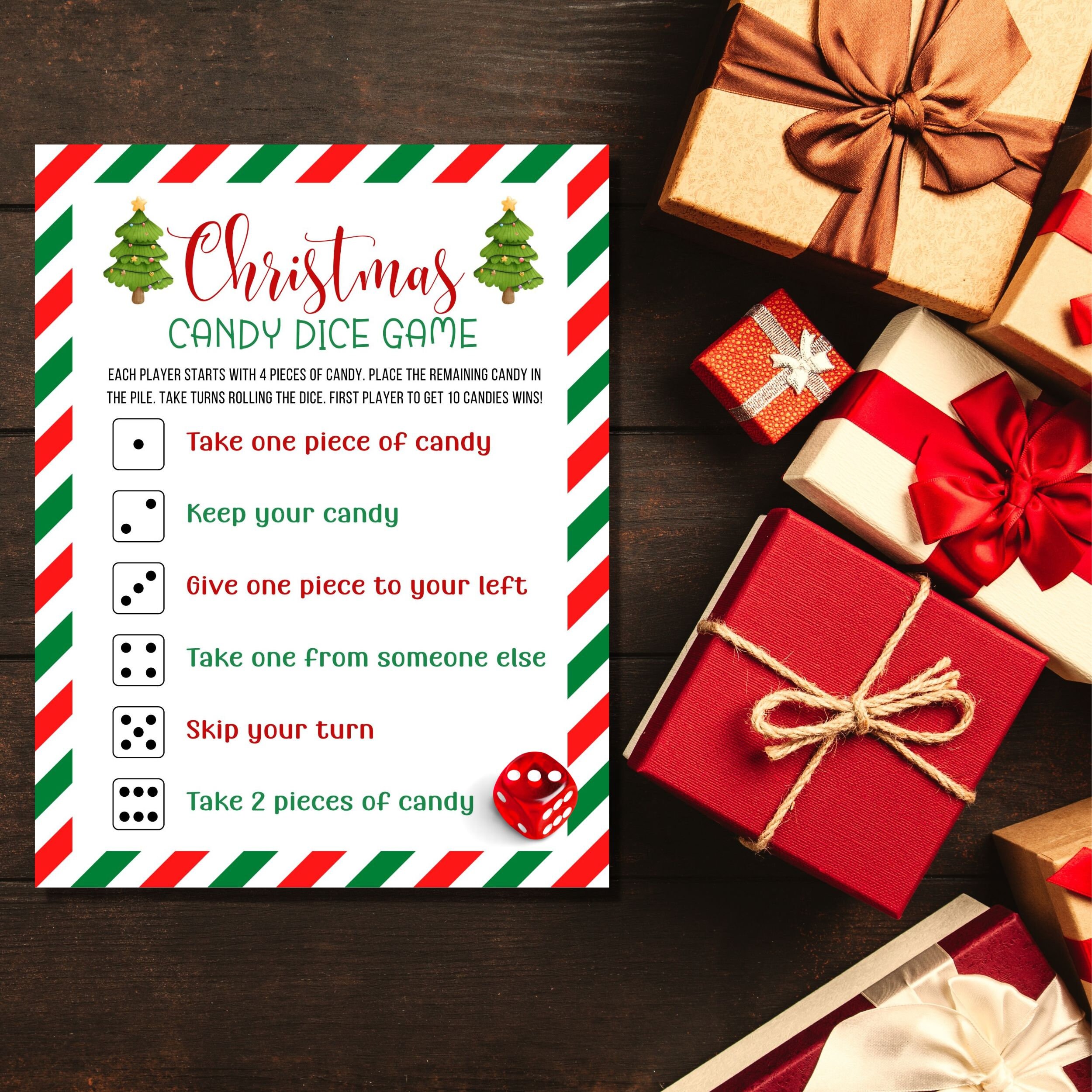 Christmas Candy Dice Game, Christmas Party Games for Kids, Kids Games