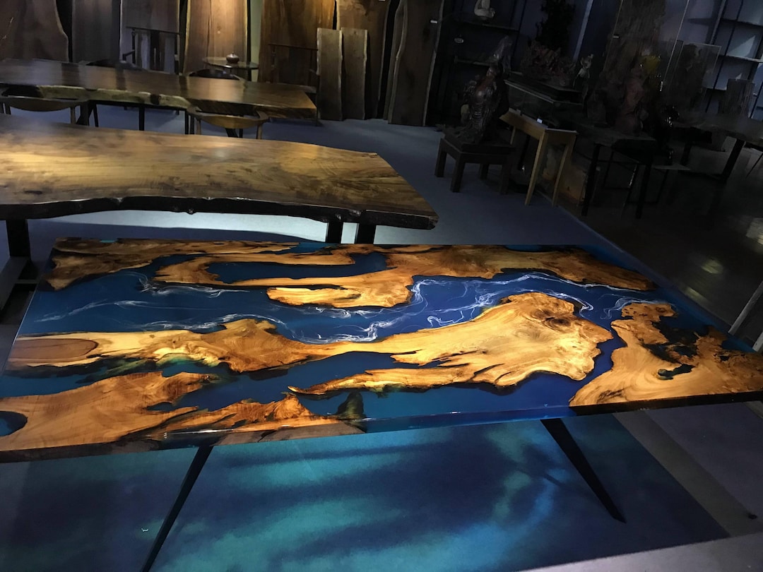 Personalized River Epoxy Resin Table, Custom Live Edge Wood, Handmade ...