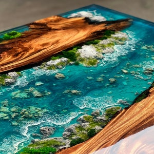 Custom Natural Scenery Epoxy Resin Table, Live Edge Epoxy Resin Dining Table Top, Dining Room Table, Living Room Table, Kitchen Table