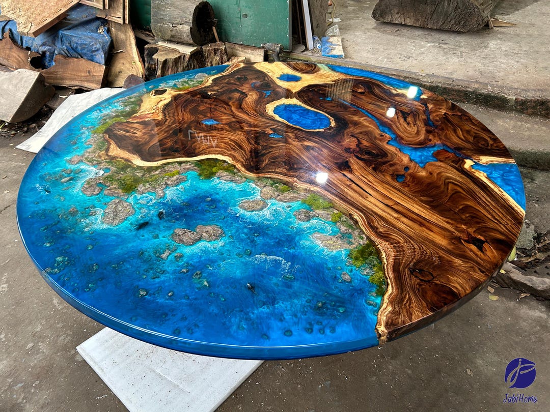 Customized Natural Landscaping Epoxy Resin Round Table, Custom Live ...