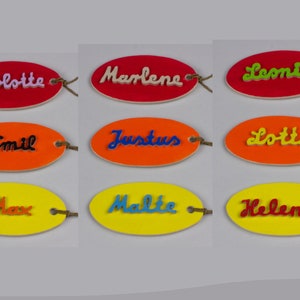 Gift pendant with name, pencil case, school bag, jacket, key ring