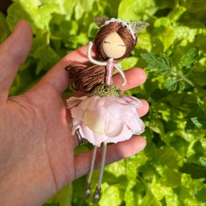 Handmade Fairy Ornament – Pink Woodland Elf Doll, Baby Girl Keepsake, Whimsical Nursery or Fairy Garden Decor