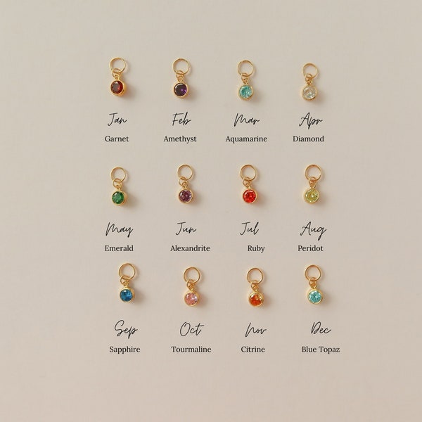 Pendentifs de pierre de naissance - Charms plaqués or - Ajoutez un pendentif à vos colliers - Pendentifs pour collier - Collier personnalisé