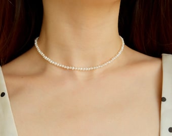 Freshwater Pearl Beaded Choker - Vintage Style Pearl Necklace - Classic Pearl Necklace -Small Pearl Bead Necklace- Gift For Her -Grace