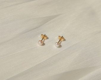 Petite Pearl Studs| Freshwater Pearl Ear Studs| 14k Gold Filled Studs | Sterling Silver Pearl Studs | Baby Pearl Stud Earrings