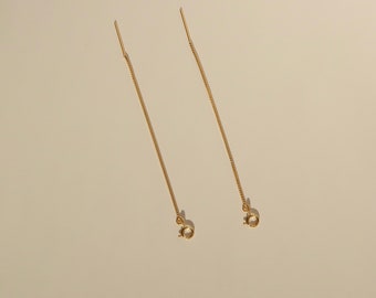 Threader Earring (Single) - Build Your Own Earrings - 14k Gold Filled - Box Chain Threaders - Custom Earring -Thread Earring - Long Earrings