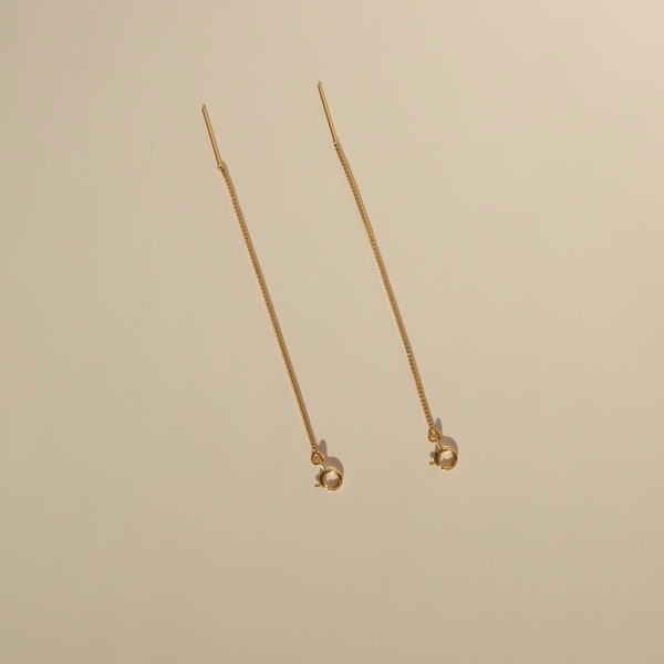 Threader Earring (Single) - Build Your Own Earrings - 14k Gold Filled - Box Chain Threaders - Custom Earring -Thread Earring - Long Earrings