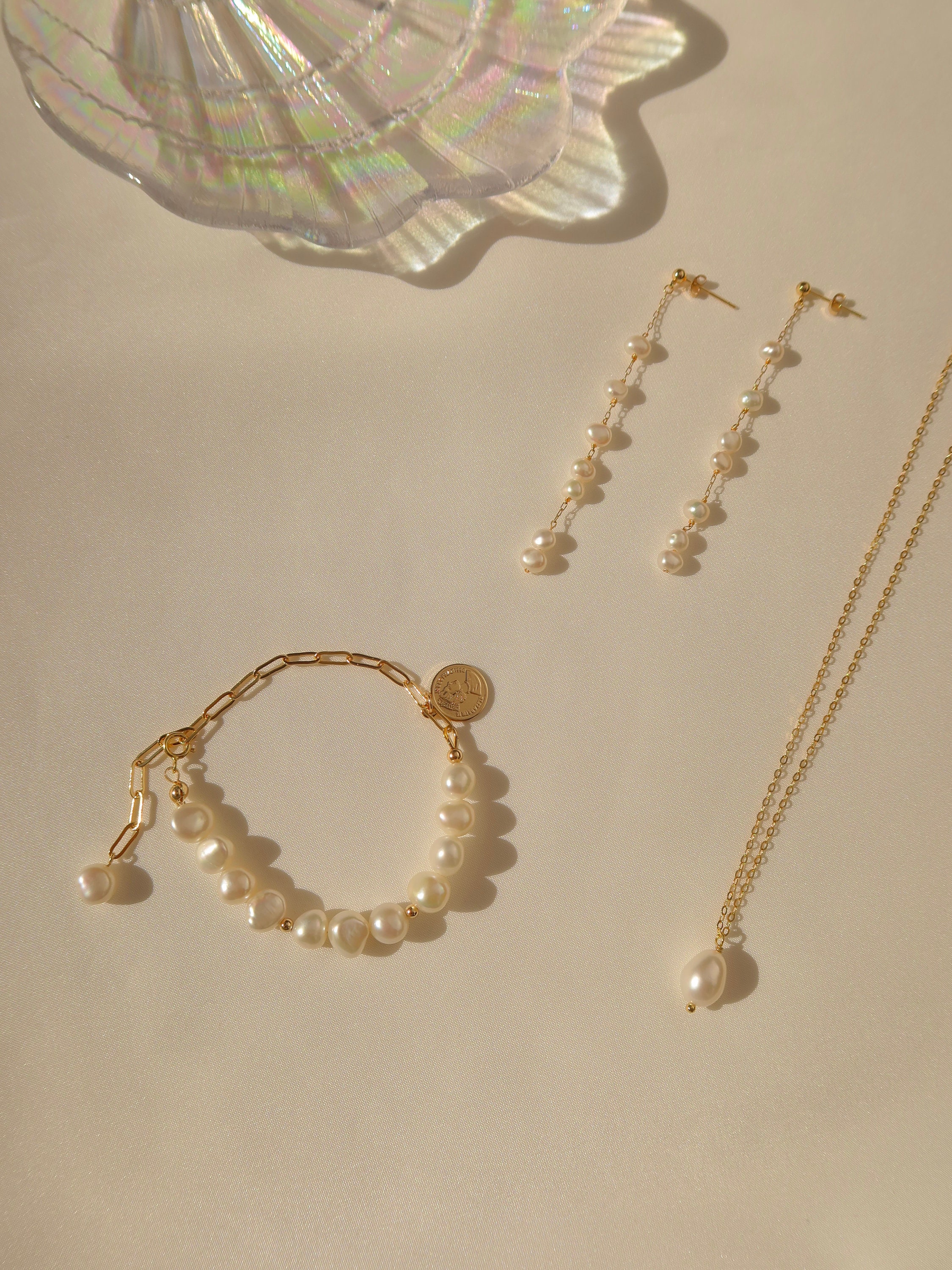 Collier Plaqué Or 14ct Avec Perles De Culture D'eau Douce Baroques Roses - Bijou Neuf Avec étiquettes #1593