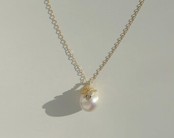 Collares con colgante de serpiente y perla - Colgante con pavé de diamantes CZ - Charm de serpiente de plata S925 con perla - Regalo de cumpleaños para ella