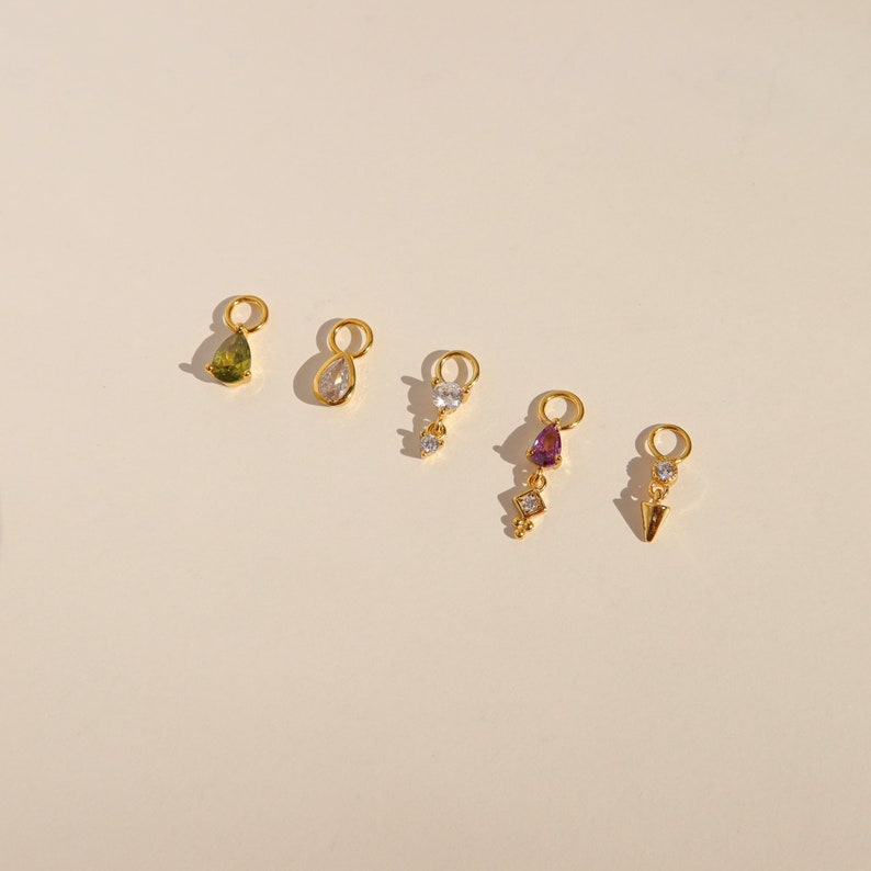 Olive Earring Charms - CZ Stone Charms - Build Your Own Earrings - Earring Charm For Hoops - Customized Earrings image 6
