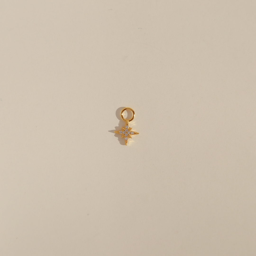 CELESTE HOOP & CHARM EARRING GLD CZ main image 0