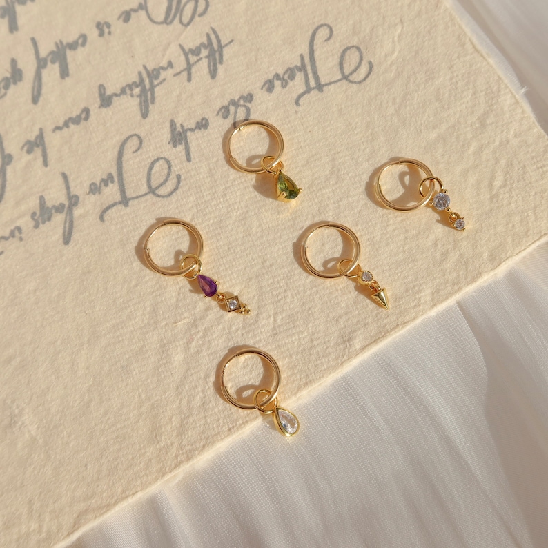 Olive Earring Charms - CZ Stone Charms - Build Your Own Earrings - Earring Charm For Hoops - Customized Earrings image 5