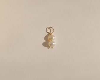 Doppel Barock Perlen Ohrring Charms - Süßwasser Perle Charms - Ohrring Charm für Creolen - Fügen Sie Ihrem Ohrring einen Charm hinzu